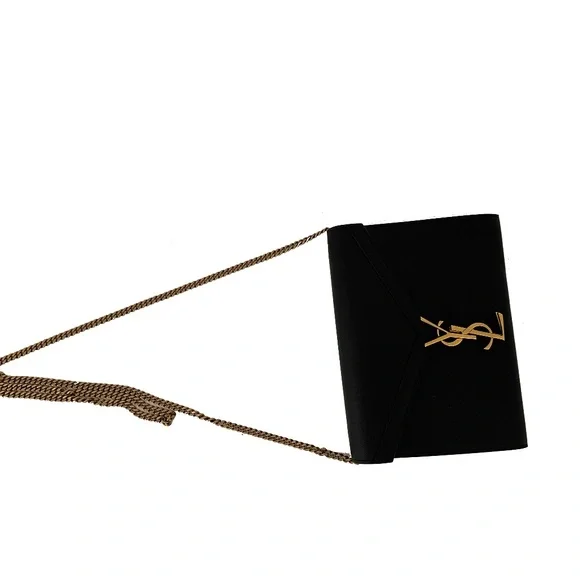New Saint Laurent Cassandra YSL Wallet on Chain Grained Black Leather Crossbody - Picture 7 of 10